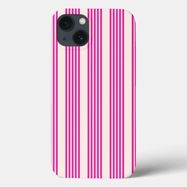 Coques Case-Mate iPhone Fuchsia et beige cinq rayures motif (Verso)