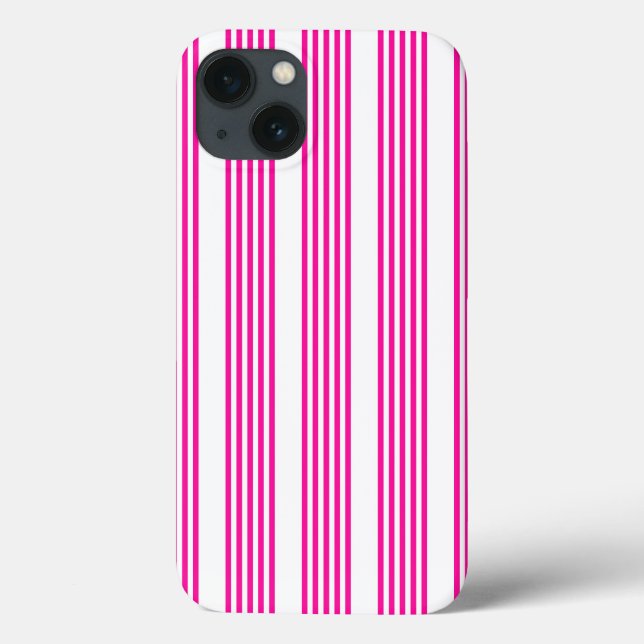 Coques Case-Mate iPhone Fuchsia et blanc cinq bandes motif (Verso)