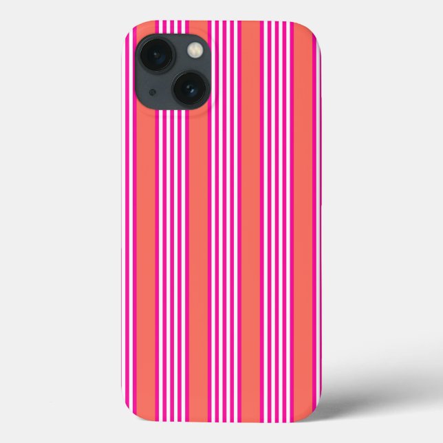 Coques Case-Mate iPhone Fuchsia et corail vivant cinq bandes motif (Verso)