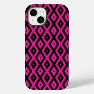 Coque Case-Mate iPhone Fuchsia et motif de diamants noirs