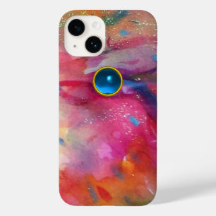 Coque Case-Mate iPhone FUCHSIA ROSE ABSTRAITE pierre saphir bleu