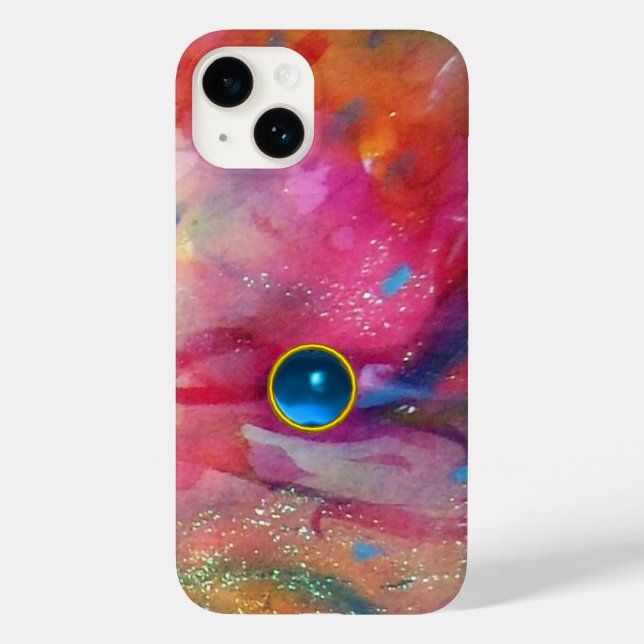 Coques Case-Mate iPhone FUCHSIA ROSE ABSTRAITE pierre saphir bleu (Verso)