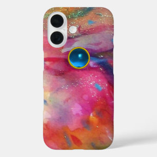 Coques iPhone 16 FUCHSIA ROSE ABSTRAITE pierre saphir bleu
