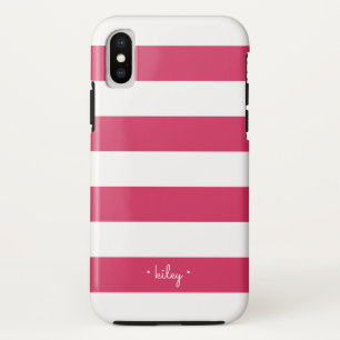 Case-Mate iPhone Case Fuchsia rose & blanc bande personnalisée