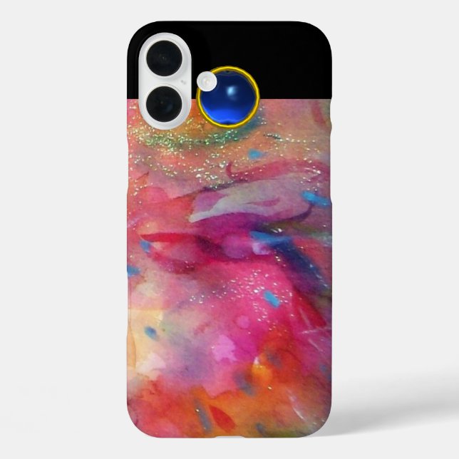 Coques Case-Mate iPhone FUCHSIE ROSE ABSTRAITE pierre saphir bleu (Verso)