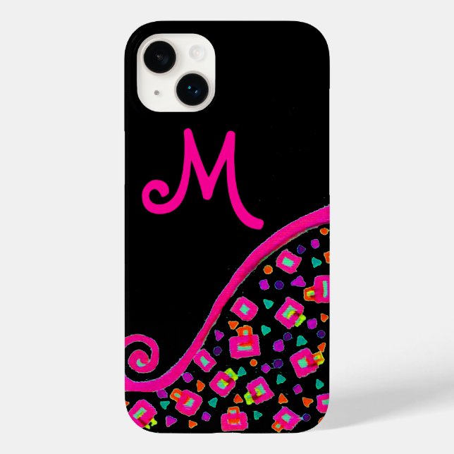 COQUES Case-Mate iPhone FUCHSIE ROSE NOIR DÉCO MONOGRAM ABSTRAIT (Verso)