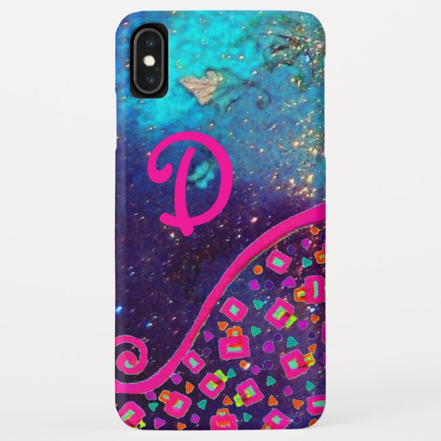 COQUES Case-Mate iPhone FUCHSIE ROSE TURQUOISE BLEU ABSTRAIT DÉCO MONOGRAM (Dos)