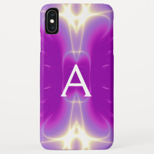 COQUE POUR iPhone XS MAX FUCHSIE ROSE VAGUES FRACTALES BLANCHES MONOGRAMME