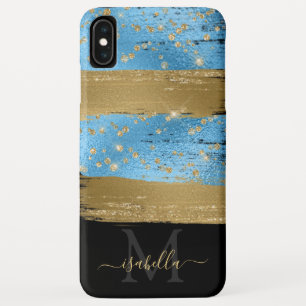 Case-Mate iPhone Case Fun Blue Gold Parties scintillant Script Monogramm