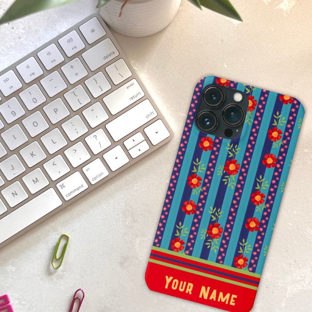 Coques Case-Mate iPhone Fun Blue Stripe Flowity Motif Inspirivity (Créateur téléchargé)