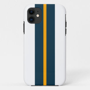 Case-Mate iPhone Case Fun Bold Ocean Blue Yellow Racing Stripes Sur Blan