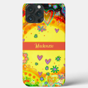 Case-Mate iPhone Case Fun Coeur Jaune Fleurs Personnaliser Nom