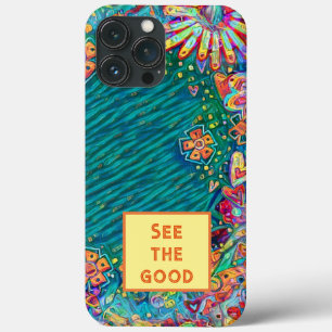 Case-Mate iPhone Case Fun Floral coloré "Voir le bon" Citation personnal