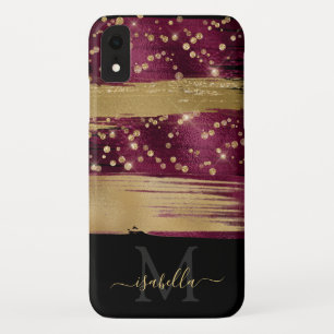 Case-Mate iPhone Case Fun Fun Bourgogne Gold Parties scintillant Script