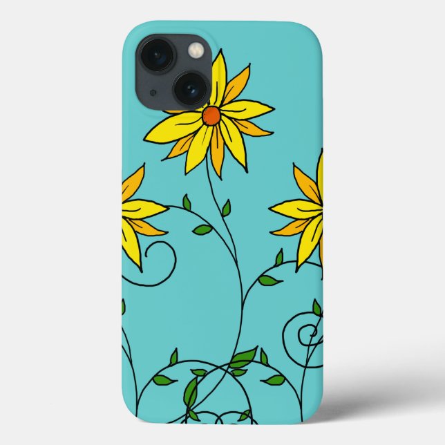 Coques Case-Mate iPhone Fun Fun Jaune Fleurs Jaunes Dodle Art (Verso)