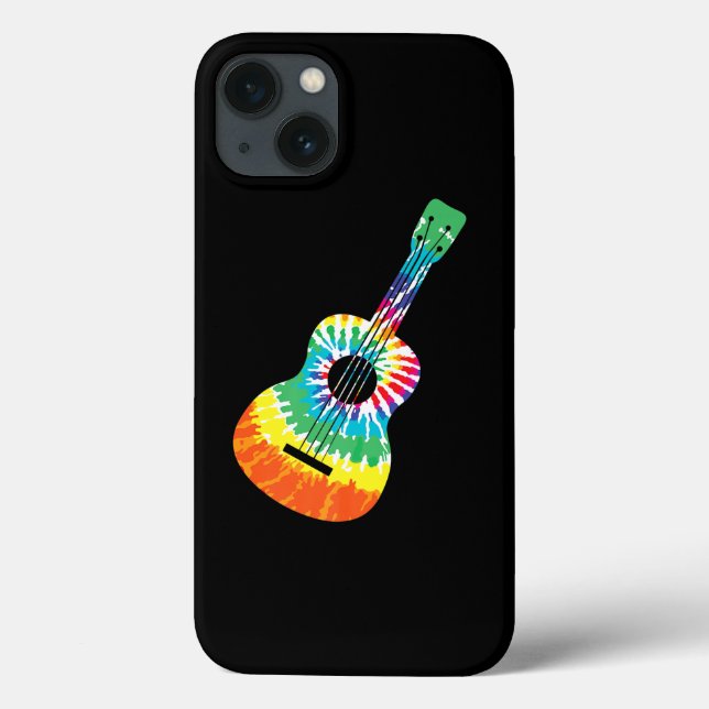 Coques Case-Mate iPhone Fun Hippie Rainbow Tie Dye Acoustic Guitar Premium (Verso)