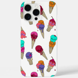 Coque iPhone 16 Pro Max Fun Melty Summer Goth Crâne Crème glace étrange bl