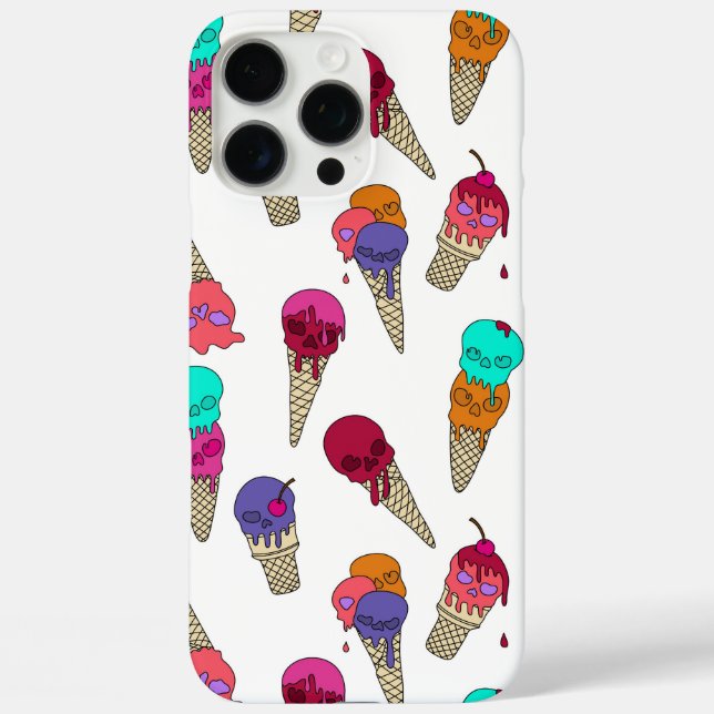 Coques Case-Mate iPhone Fun Melty Summer Goth Crâne Crème glace étrange bl (Verso)