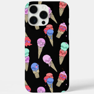 Coque iPhone 16 Pro Max Fun Melty Summer Goth Crâne glace crème pastel noi