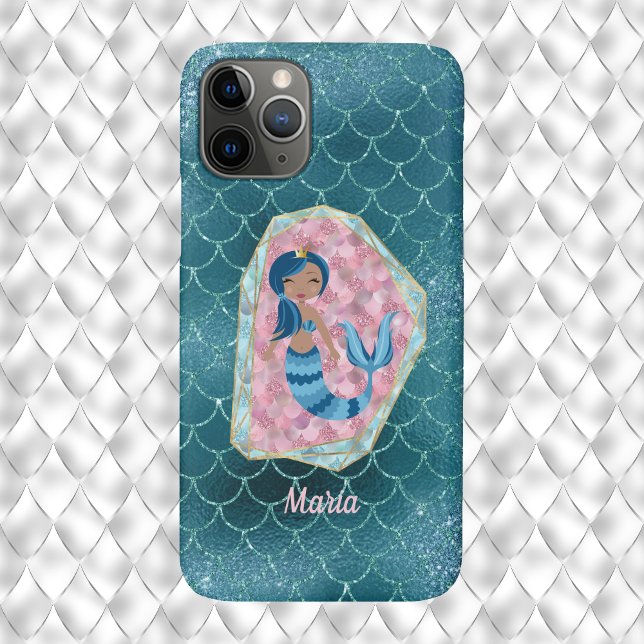 Coques Case-Mate iPhone Fun Mermaid dans une eau profonde en coquille rose (Créateur téléchargé)