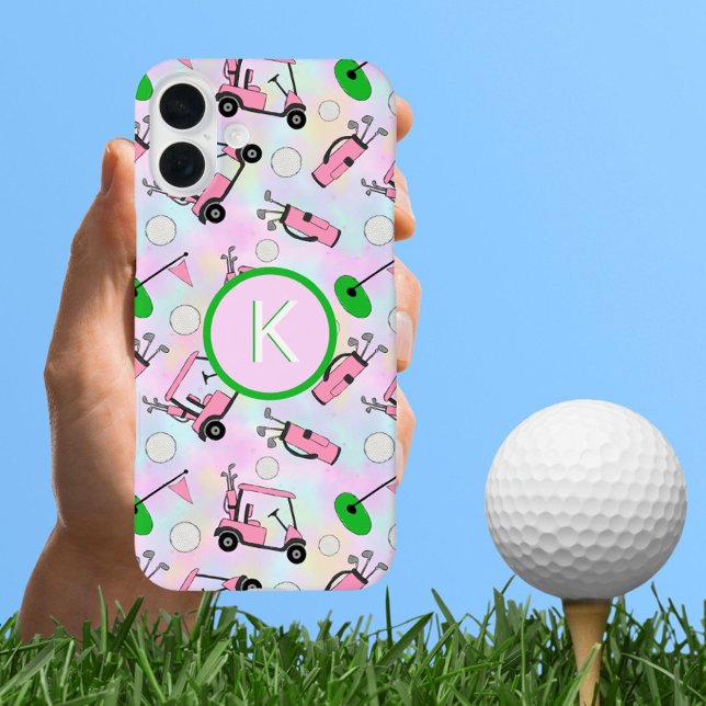 Coques Case-Mate iPhone Fun Pink Feminine Golf Design et Monogramme person (Créateur téléchargé)