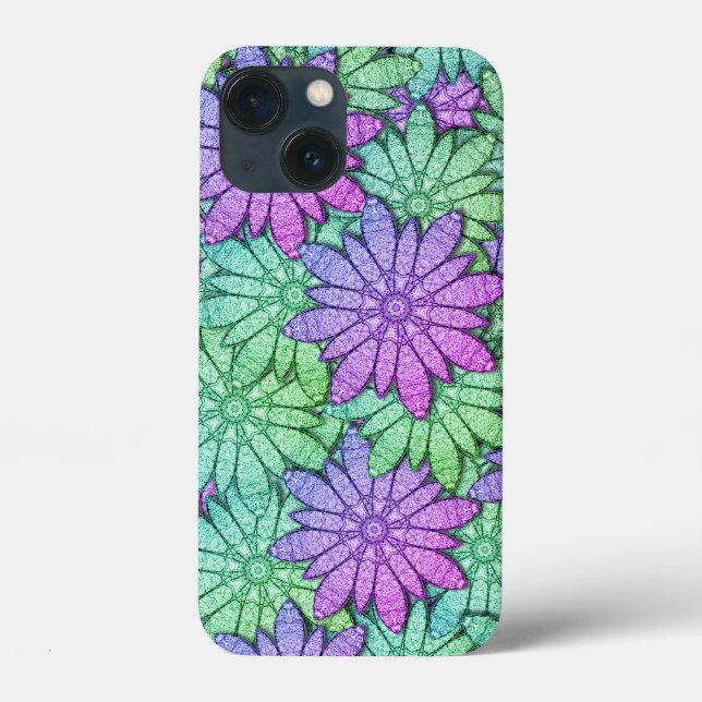 Coques Case-Mate iPhone Fun Purple et Fleurs vertes (Verso)