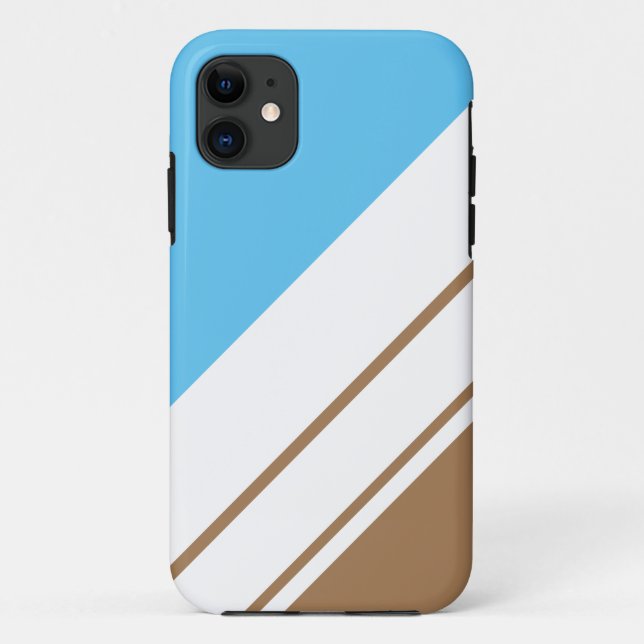 Coques Case-Mate iPhone Fun Sky Blue Mocha Diagonal White Racing Stripes (Dos)