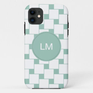 Coque iPhone 11 Fun tissé Carré Mint Green