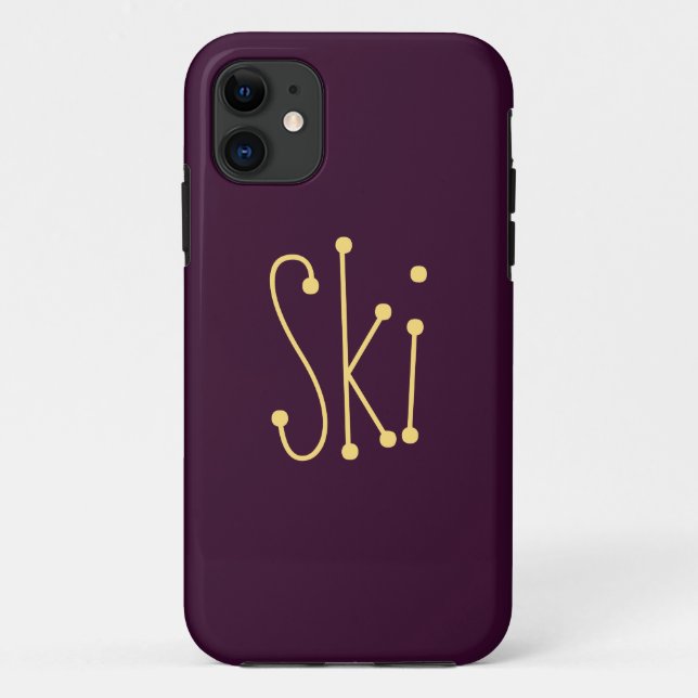 Coques Case-Mate iPhone Fun Whimsical SKI Text Fun Deep Purple Arrière - p (Dos)