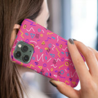 Funky 1980 Memphis Style Formes sur Motif rose