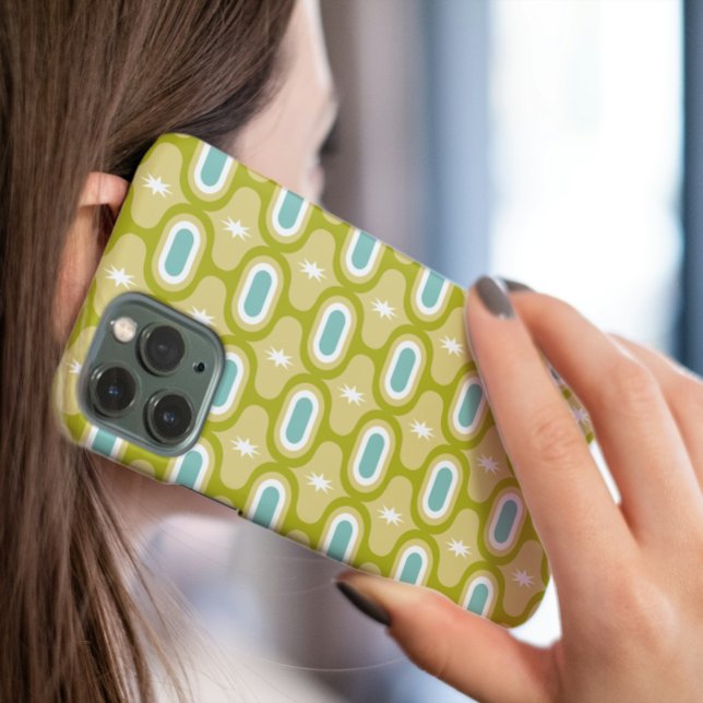 Coques Case-Mate iPhone Funky Avocado Green Aqua White Wavy Lines MCM (Créateur téléchargé)