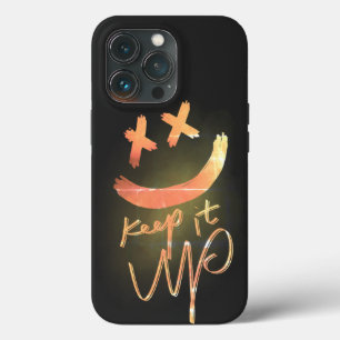 Case-Mate iPhone Case Funky Cool Gold Keep it Up Typographie Smile Emoji