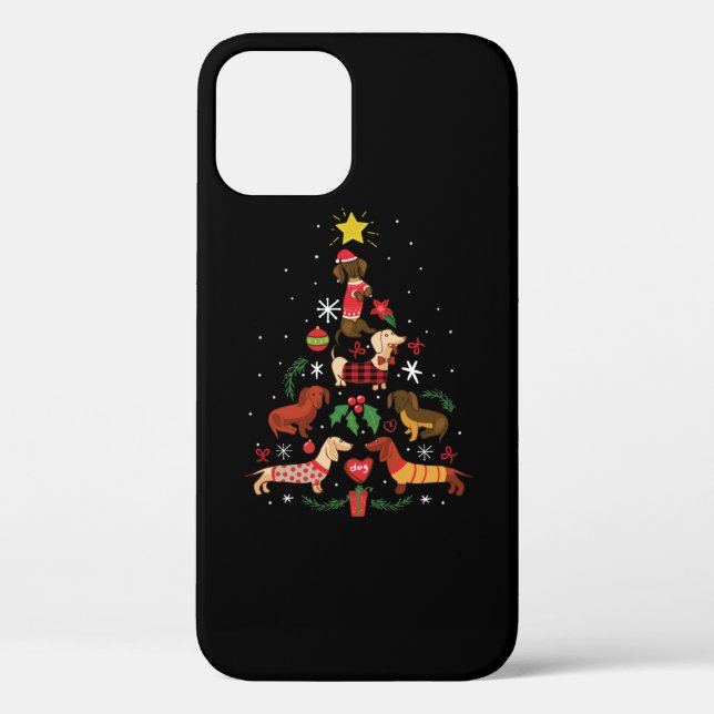 Coques Case-Mate iPhone Funny Dachshund sapin de Noël (Verso)