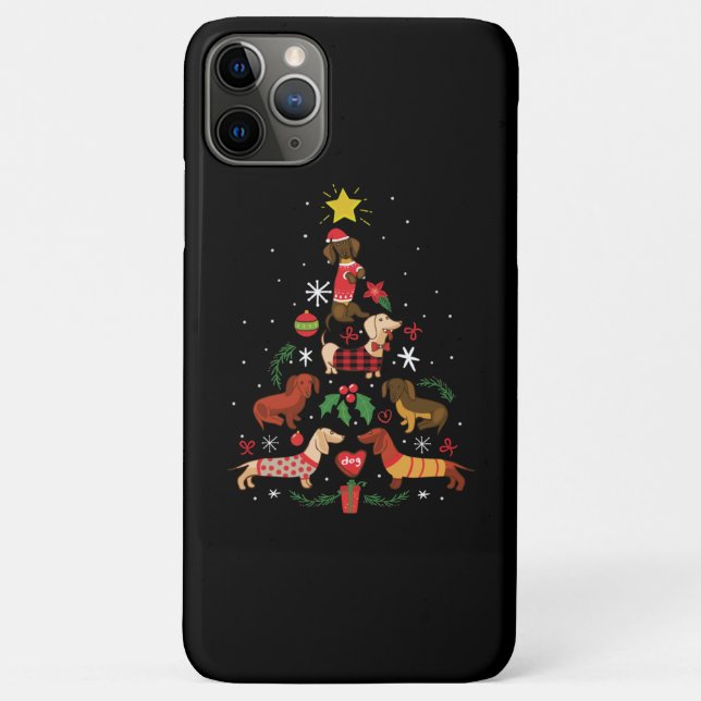 Coques Case-Mate iPhone Funny Dachshund sapin de Noël (Dos)