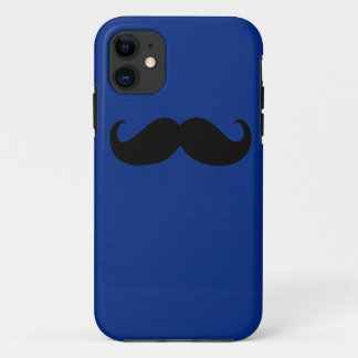 Coques Pour iPhone Funny Moustache noire sur Arrière - plan bleu fonc