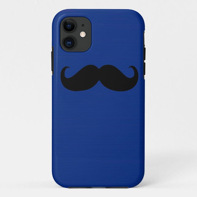 Coques Case-Mate iPhone Funny Moustache noire sur Arrière - plan bleu fonc (Dos)