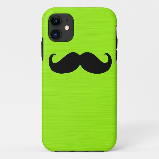 Coques Case-Mate iPhone Funny Moustache noire sur Arrière - plan vert jaun (Dos)