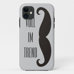 Coque iPhone 11 Funny Mustache / Schnurrbart + votre texte