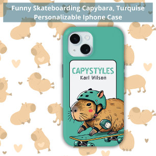 Coque Case-Mate iPhone Funny Skateboard Capybara Turquise