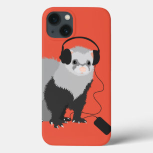 Coques Pour iPhone Furet drôle de mélomane de grands écouteurs