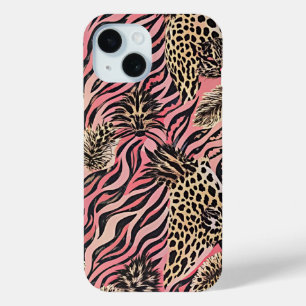 Coque Case-Mate iPhone Fusion d'imprimés d'animaux rose - Motif sans cout
