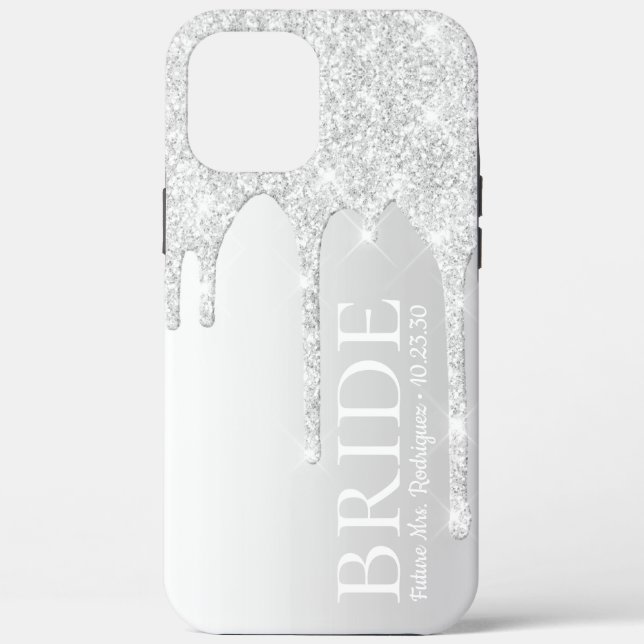 Coques Case-Mate iPhone Futur épouse Mrs Silver Glitter Drip (Verso)