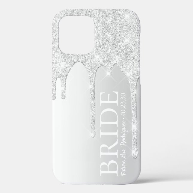 Coques Case-Mate iPhone Futur épouse Mrs Silver Glitter Drip (Verso)
