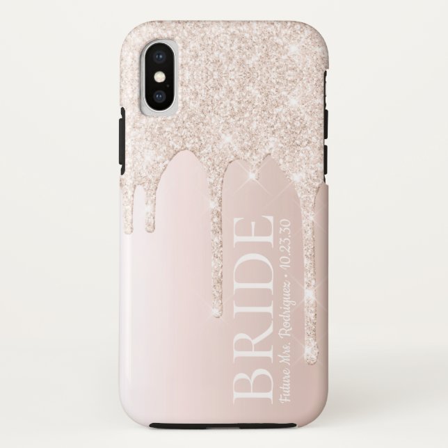 Coques Case-Mate iPhone Futur Mariée Mlle Rouge Clair Paillettes Rose (Dos)