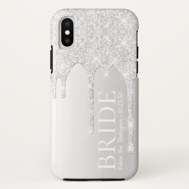 Coques Case-Mate iPhone Futur mariée Mme Silver Parties scintillant Drip (Dos)