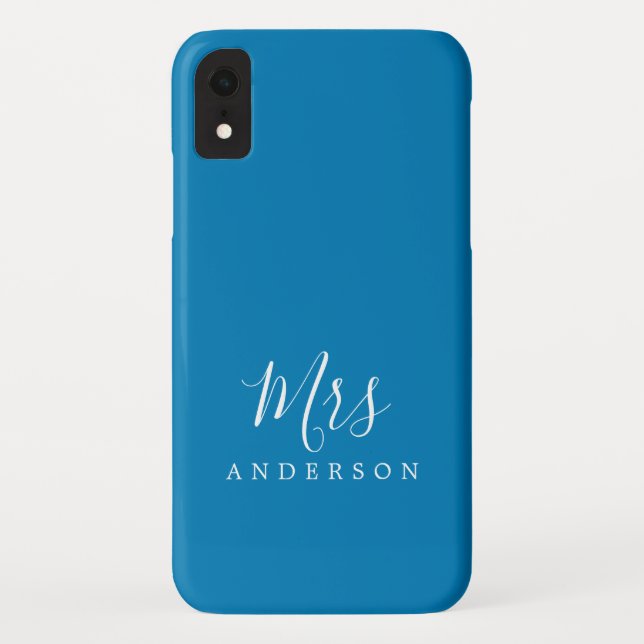 Coques Case-Mate iPhone Futur Mme Vibrant Blue Chic Script Bride (Dos)