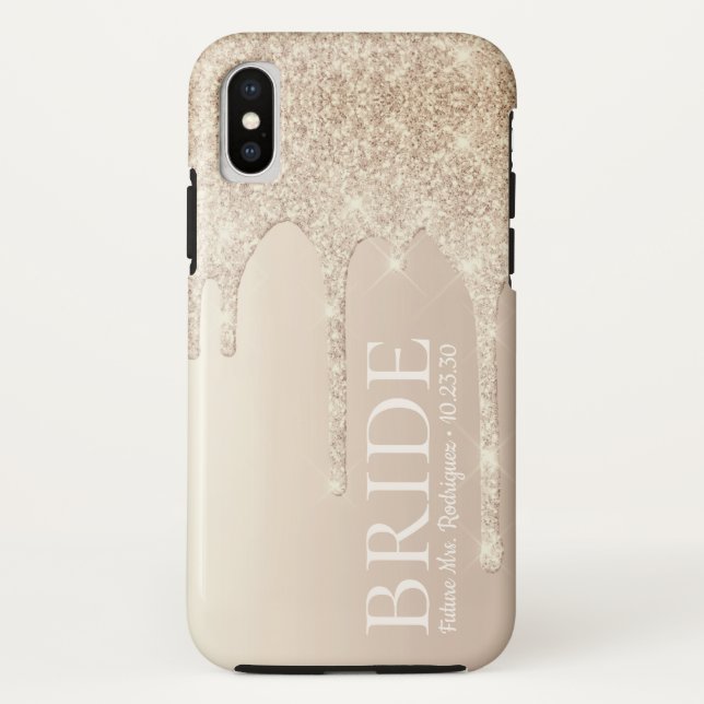 Coques Case-Mate iPhone Future Mme Paillettes Dégoulinantes Dorées Mariée (Dos)