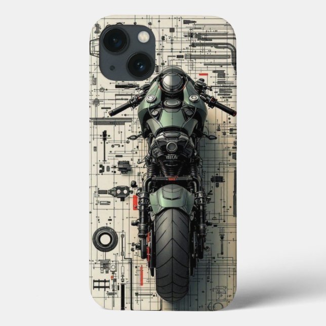 Coques Case-Mate iPhone Futuristic Superbike: Tech Blueprint Architectural (Verso)