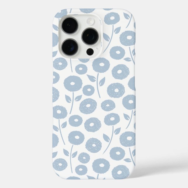 Coques Case-Mate iPhone Fuzzy Flower Rpt Pattern Blue on White (Verso)