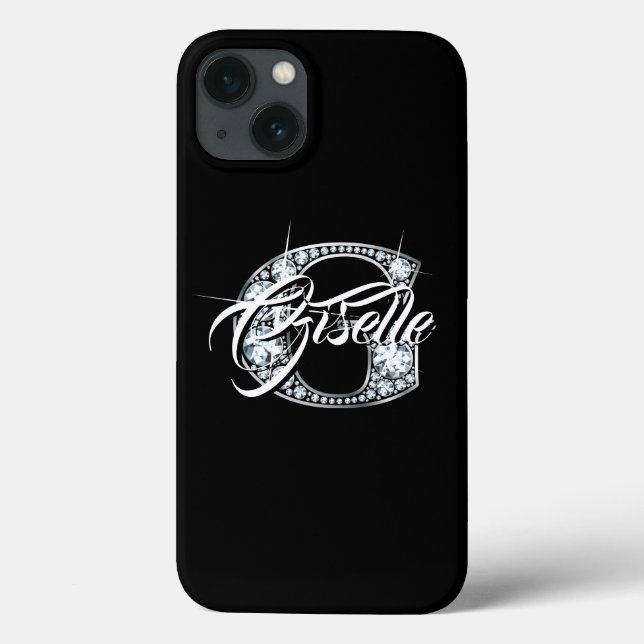 Coques Case-Mate iPhone G Faux Diamond Bling Monogramme (Verso)